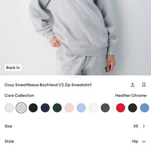 Aritzia Heather Chrome Zip-Up Sweater